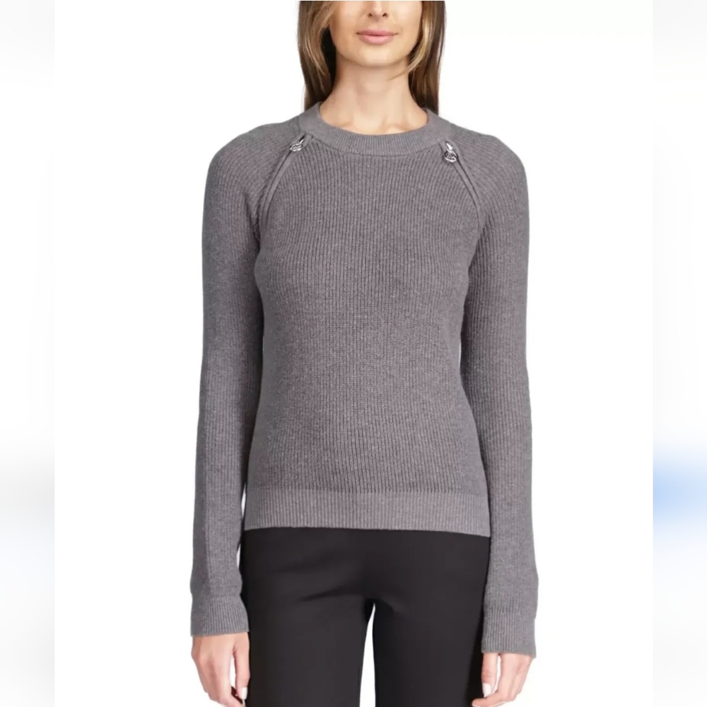 MICHAEL KORS SHAKER-KNIT ZIP SWEATER size S EUC